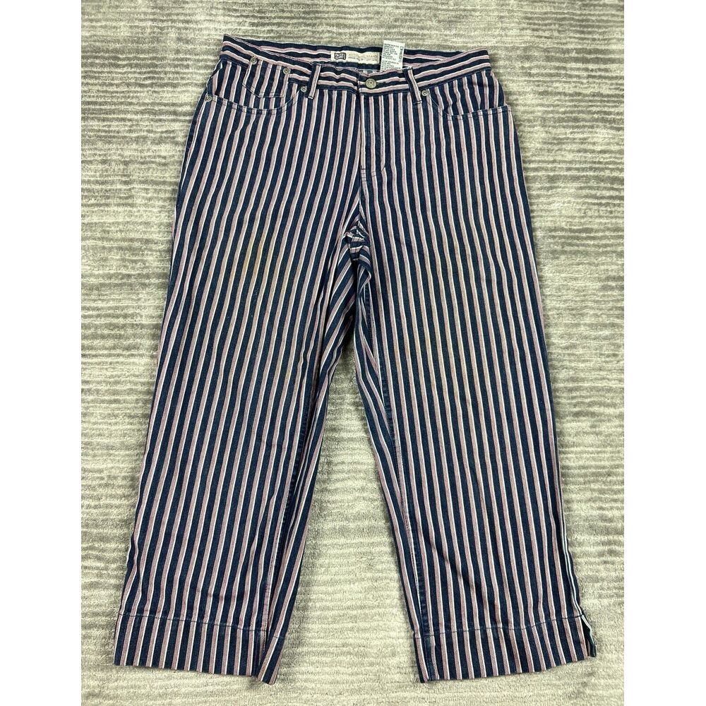 Faded Glory Jeans Womens 8 Red White Blue Striped Denim Ankle Casual